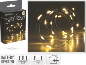 Гирлянда светодиодная, 80 ламп, тепл. бел. свет, работа от батареек (не в комплекте), шнур 10см, прозрачн. в интернет-магазине флористических аксессуаров Азалия Декор