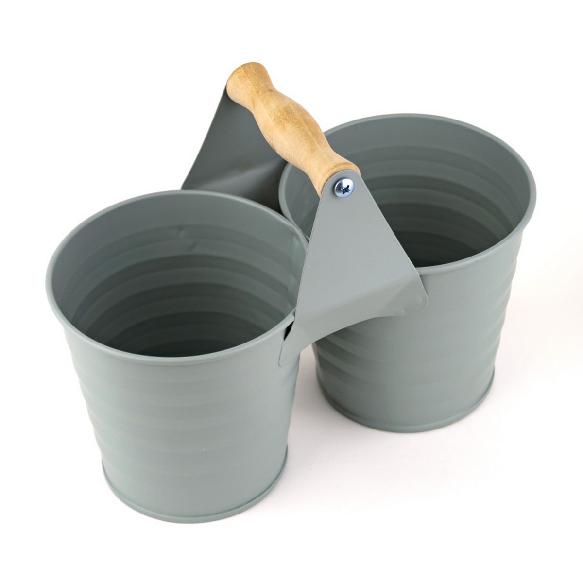 Кашпо двойное Линии (металл), 22х11хH10,5/H17см, голубой в интернет-магазине флористических аксессуаров Азалия Декор