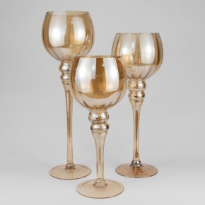 Набор ваз Бокал 3шт. (стекло), Н40/35/30см, шампань в интернет-магазине флористических аксессуаров Азалия Декор
