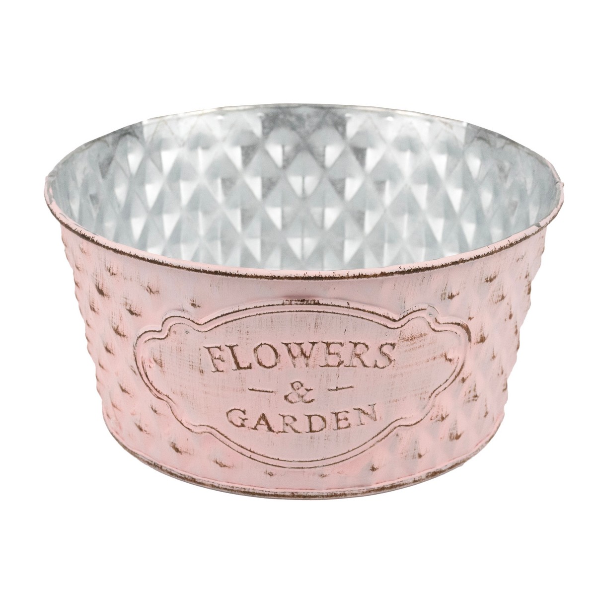 Кашпо (металл), D16xH8см, розовый в интернет-магазине флористических аксессуаров Азалия Декор