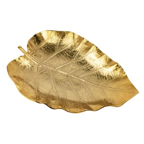 Блюдо Лист (металл), 45х33xH7см, золотой в интернет-магазине флористических аксессуаров Азалия Декор