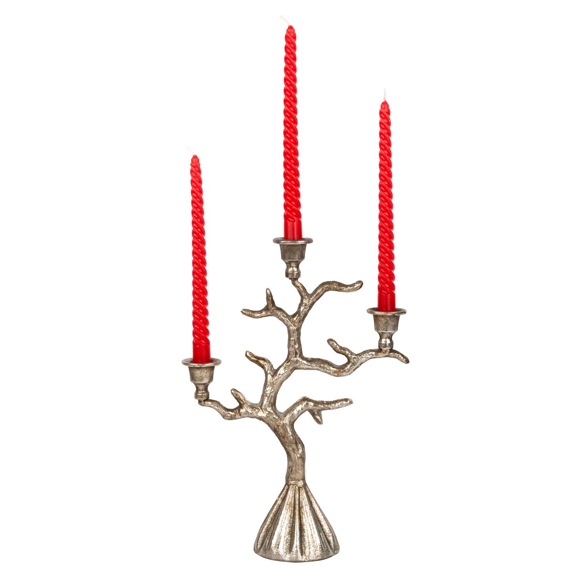 Подсвечник для 3 свечей (металл), 25x10xH35см, серебряный в интернет-магазине флористических аксессуаров Азалия Декор