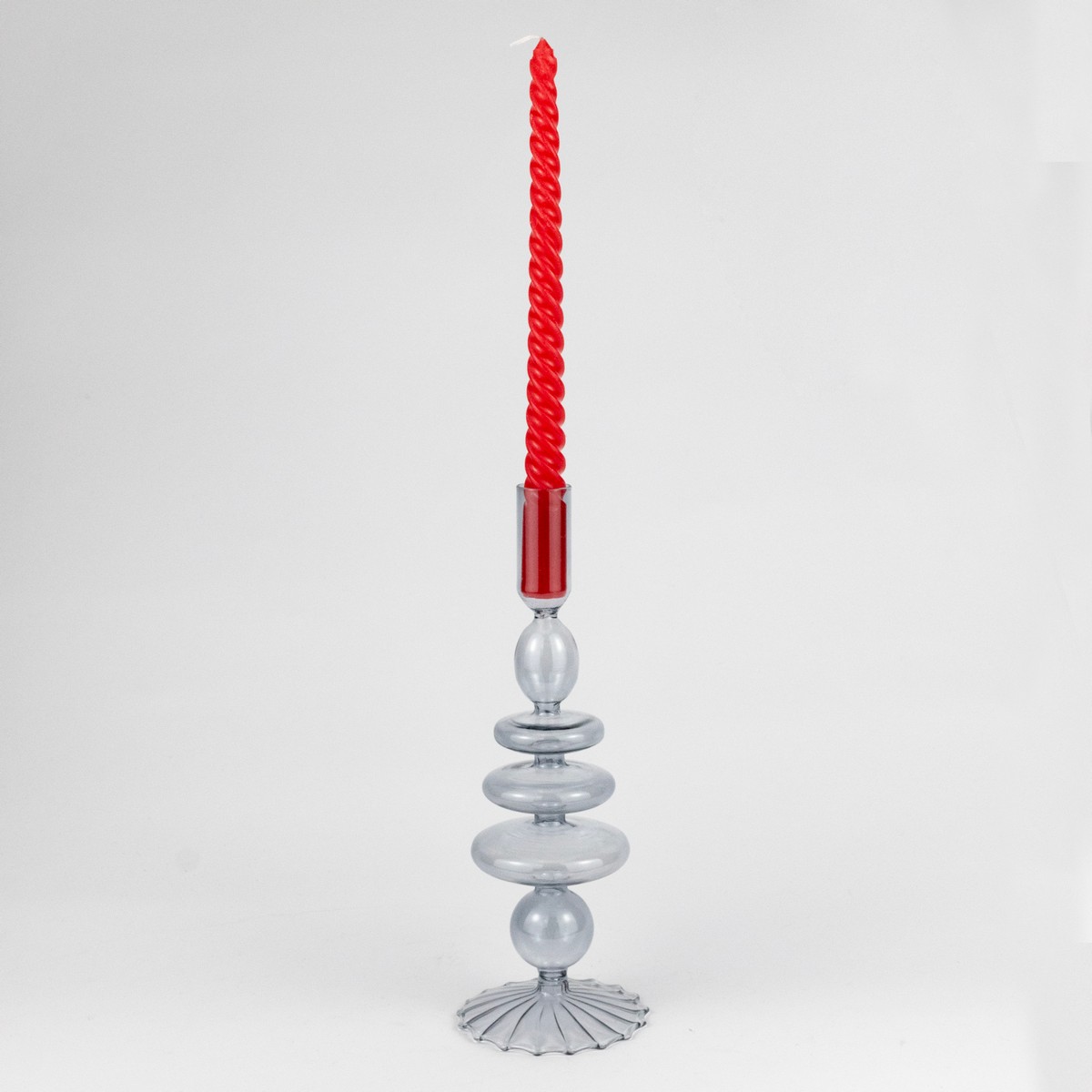 Подсвечник (стекло), D8,5xH28см, серый в интернет-магазине флористических аксессуаров Азалия Декор