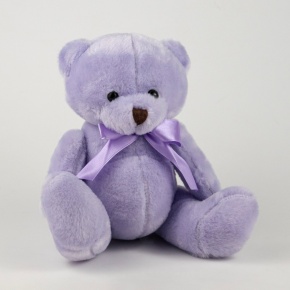 Игрушка м/н Медведь с бантом, 20см, светл.-сирен. в интернет-магазине флористических аксессуаров Азалия Декор