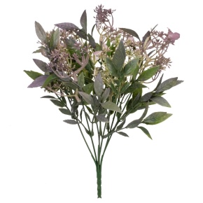 Зелень с цветами на вставке, 31см, зеленый/розовый в интернет-магазине флористических аксессуаров Азалия Декор