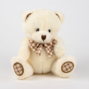 Игрушка м/н Медведь с бантом, 15см, крем. в интернет-магазине флористических аксессуаров Азалия Декор