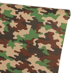Бумага упаковочная крафт Камуфляж 60гр, 68 см 10 м, натуральный/зеленый в интернет-магазине флористических аксессуаров Азалия Декор