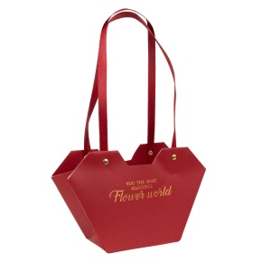 Пакет для цветов водостойкий Сердце (крафт), 23х9х15см (в уп. 10шт.), красный в интернет-магазине флористических аксессуаров Азалия Декор