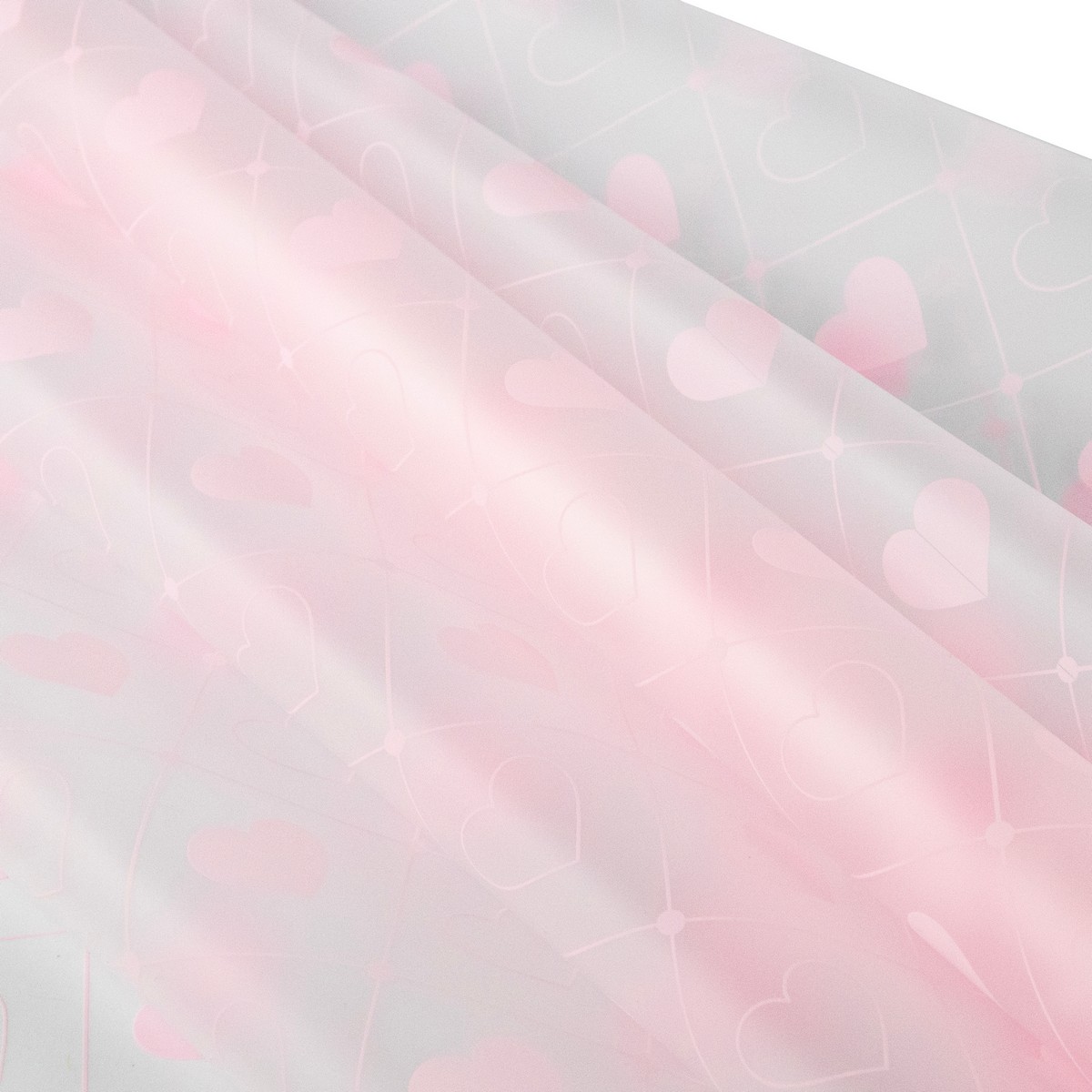 Пленка матовая Сердца, 60 см 10 м, розовый в интернет-магазине флористических аксессуаров Азалия Декор