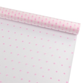 Пленка матовая Горошек 50мкр, 57 см 9,2 м, розовый в интернет-магазине флористических аксессуаров Азалия Декор