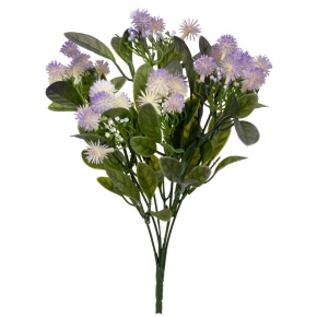 Зелень с цветами на вставке, 32см, зеленый/сиреневый в интернет-магазине флористических аксессуаров Азалия Декор