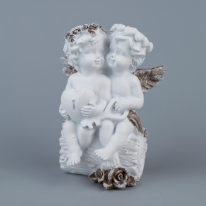 Сувенир Ангелочки с сердцем (полирезин), H10,5х7,5х7см, белый в интернет-магазине флористических аксессуаров Азалия Декор