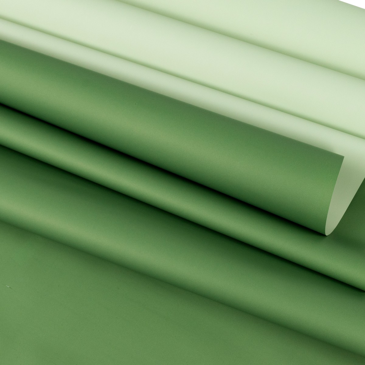 Пленка матовая двусторонняя 65мкр, 58 см 10 м, светло-зеленый/зеленый в интернет-магазине флористических аксессуаров Азалия Декор