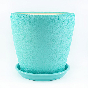Цв. горшок с поддоном Грация №2 Шелк (керамика), D19xH19,5см., 4,5л., бирюзовый в интернет-магазине флористических аксессуаров Азалия Декор