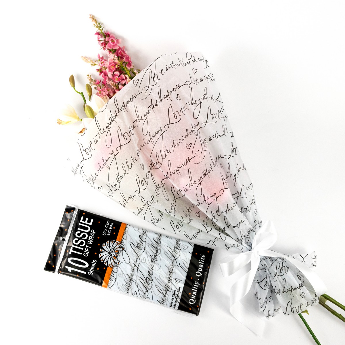 Бумага тишью Письмо 20г/м2, 10 листов, 50х70см, черный в интернет-магазине флористических аксессуаров Азалия Декор