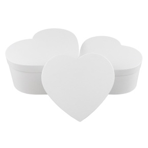 Набор коробок Сердце 3шт. (картон), 28,3x25,8xH13,5см, белый в интернет-магазине флористических аксессуаров Азалия Декор