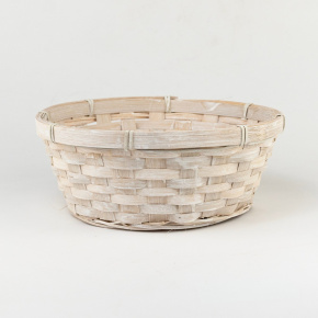 Кашпо плетеное (бамбук), D25хH10см, белый в интернет-магазине флористических аксессуаров Азалия Декор