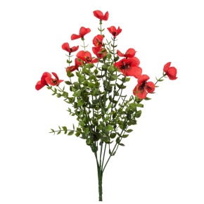 Зелень с цветами на вставке, 35см, зеленый/красный в интернет-магазине флористических аксессуаров Азалия Декор