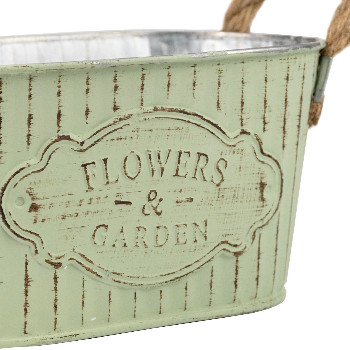 Кашпо с ручками (металл), 18x11,5хH9см, зеленый в интернет-магазине флористических аксессуаров Азалия Декор