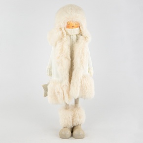 Сувенир Девочка в шубе, Н52х24,5х20см, белый в интернет-магазине флористических аксессуаров Азалия Декор