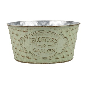 Кашпо (металл), D16xH8см, зеленый в интернет-магазине флористических аксессуаров Азалия Декор