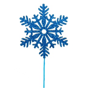 Вставка Снежинка с глиттером, 8хH20см, (в уп. 12шт.), син. в интернет-магазине флористических аксессуаров Азалия Декор