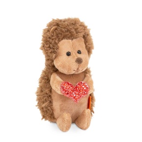 Игрушка м/н Ежик Колюнчик с сердцем в подар. кор., 15см, коричневый в интернет-магазине флористических аксессуаров Азалия Декор
