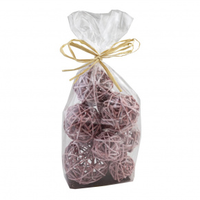 Набор шаров плетеных (ротанг) 10шт., D4-8см, розовый в интернет-магазине флористических аксессуаров Азалия Декор