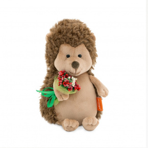 Игрушка м/н Ежик Колюнчик с букетом в подар. кор., 20см, коричневый/красный в интернет-магазине флористических аксессуаров Азалия Декор