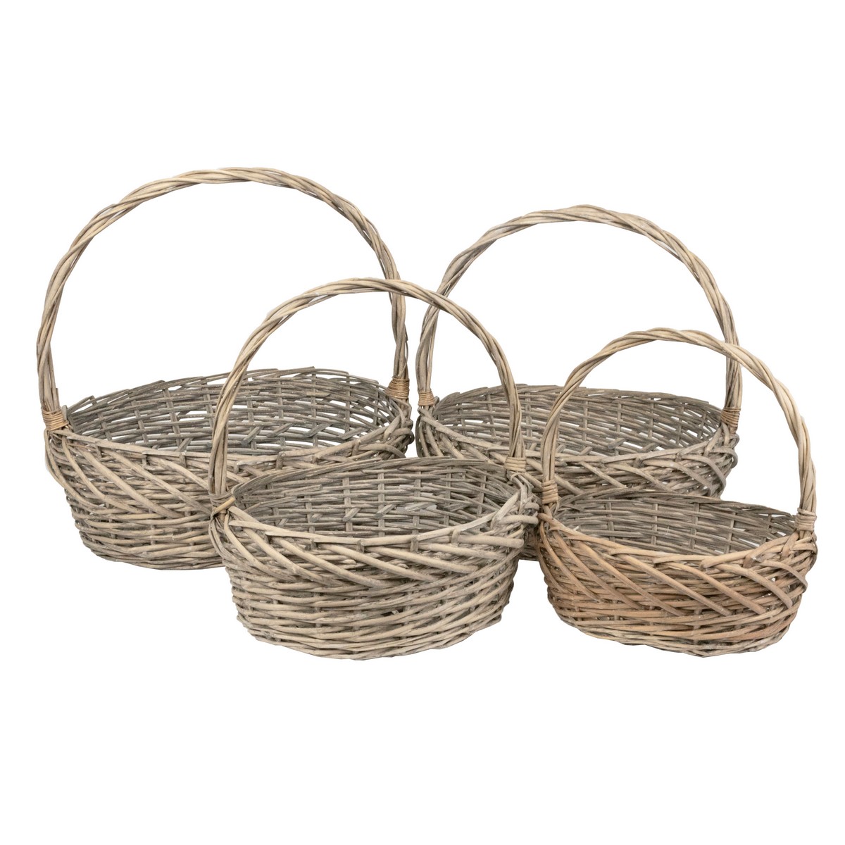 Набор корзин плетеных 4шт. (ива), 47x42x18xH48см, серый в интернет-магазине флористических аксессуаров Азалия Декор