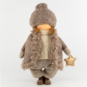Сувенир Мальчик в дубленке, Н44х30,5х20см, коричневый в интернет-магазине флористических аксессуаров Азалия Декор