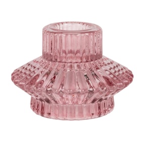 Подсвечник (стекло), 8хH5,5см, розовый в интернет-магазине флористических аксессуаров Азалия Декор