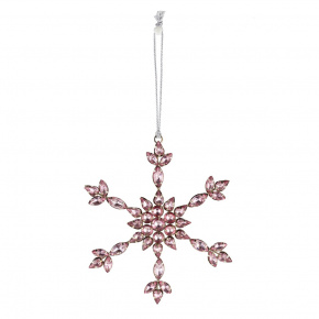 Украшение подвесное Снежинка (металл), 15х15см, в асс, розовый в интернет-магазине флористических аксессуаров Азалия Декор
