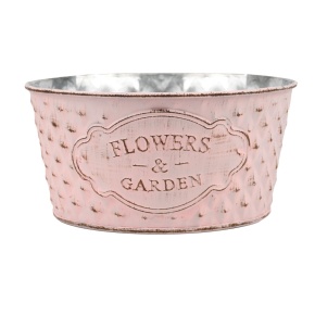 Кашпо (металл), D16xH8см, розовый в интернет-магазине флористических аксессуаров Азалия Декор