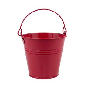 Кашпо Три Линии Ведерко с ручкой (металл), D13,5xH11,5см, красный в интернет-магазине флористических аксессуаров Азалия Декор
