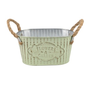 Кашпо с ручками (металл), 18x11,5хH9см, зеленый в интернет-магазине флористических аксессуаров Азалия Декор