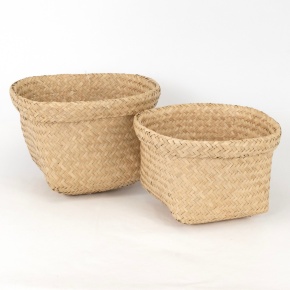 Набор кашпо плетеных 2шт. (растительный материал), D28xH16см, натуральный в интернет-магазине флористических аксессуаров Азалия Декор