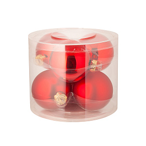 Набор шаров 6шт. в тубе (стекло), D8см, в асс., красн. в интернет-магазине флористических аксессуаров Азалия Декор