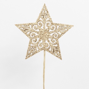 Вставка Звезда с глиттером, 8хH20см, (в уп. 12шт.), шамп. в интернет-магазине флористических аксессуаров Азалия Декор