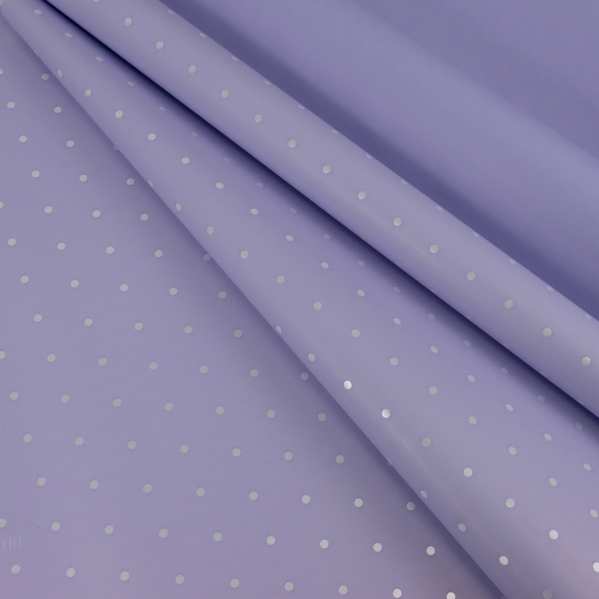 Пленка Горошек 65мкр, 58 см 10 м, сиреневый в интернет-магазине флористических аксессуаров Азалия Декор