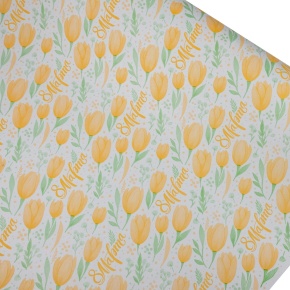 Бумага упаковочная крафт 8 Марта акварель 60гр, 70 см 10 м, белый/желтый в интернет-магазине флористических аксессуаров Азалия Декор