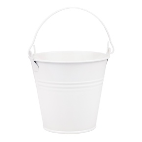 Кашпо Три Линии Ведерко с ручкой (металл), D15xH13,5см, белый в интернет-магазине флористических аксессуаров Азалия Декор