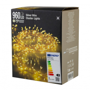 Гирлянда светодиодная 9,6м, 960 ламп, тепл. бел. свет, прозрачн. в интернет-магазине флористических аксессуаров Азалия Декор