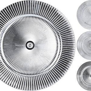 Поднос (пластик), D33см, в асс., серебр. в интернет-магазине флористических аксессуаров Азалия Декор