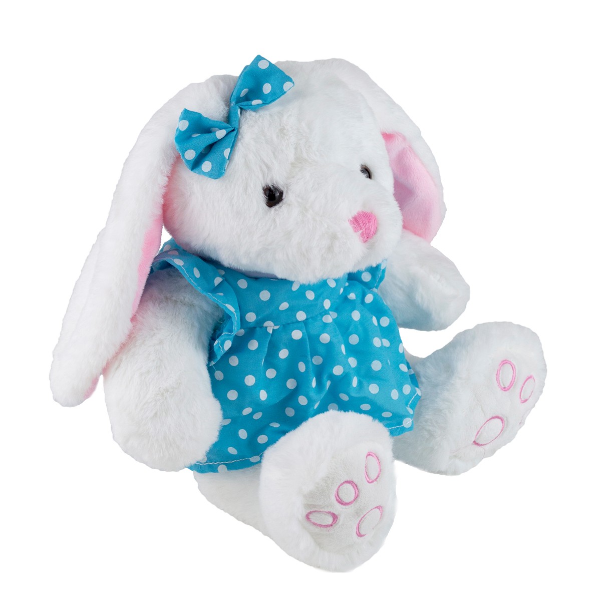 Игрушка м/н Зайка в платье, 27см, бел./гол. в интернет-магазине флористических аксессуаров Азалия Декор