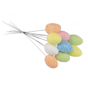 Набор яиц на вставке 9шт., H21х3х4см, цв. в асс. в интернет-магазине флористических аксессуаров Азалия Декор