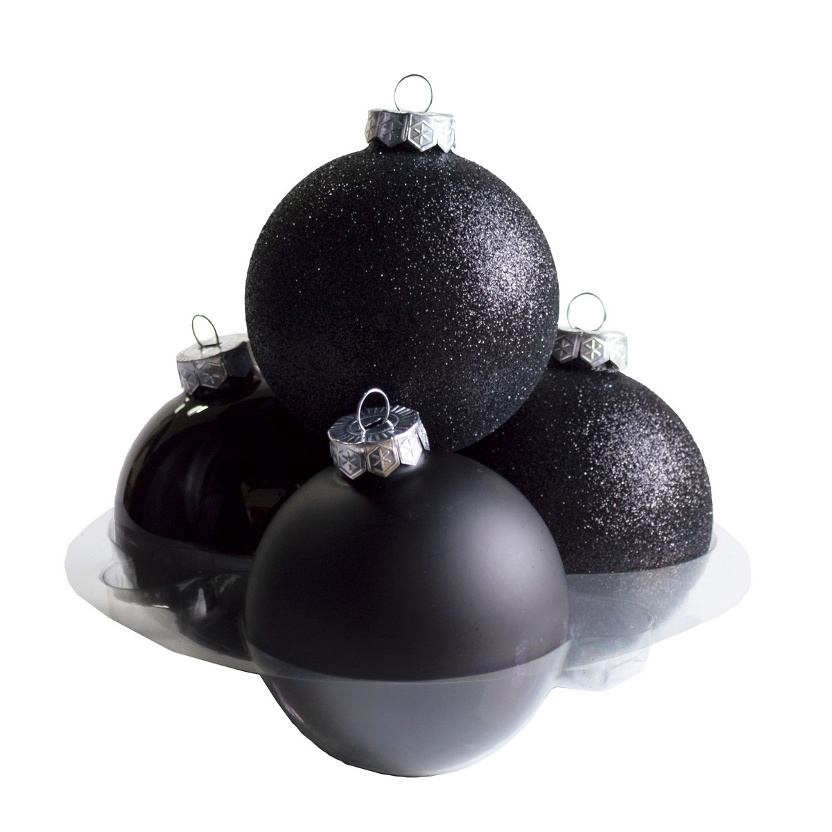 Набор шаров 6шт. в тубе (стекло), D8см, в асс., черн. в интернет-магазине флористических аксессуаров Азалия Декор