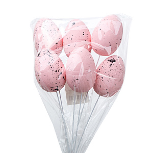 Набор яиц на вставке 6шт. (пенопласт), H30х6см, роз. в интернет-магазине флористических аксессуаров Азалия Декор