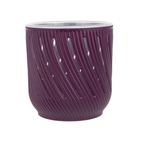 Кашпо Флер со вставкой (пластик), D12,5xH13см, 1,3л, бордовый в интернет-магазине флористических аксессуаров Азалия Декор