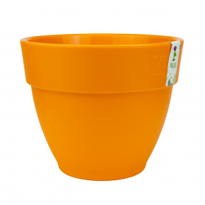 Кашпо со вставкой Лори (пластик), D17xH13,9см, 2,1л, оранжевый в интернет-магазине флористических аксессуаров Азалия Декор